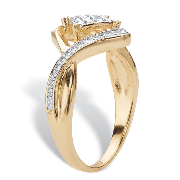 Palm Diamond Accent Gold-Plated Bypass Ring Silver US 6 3