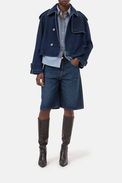 CLOSED Cropped Trench Coat Blue XS 4