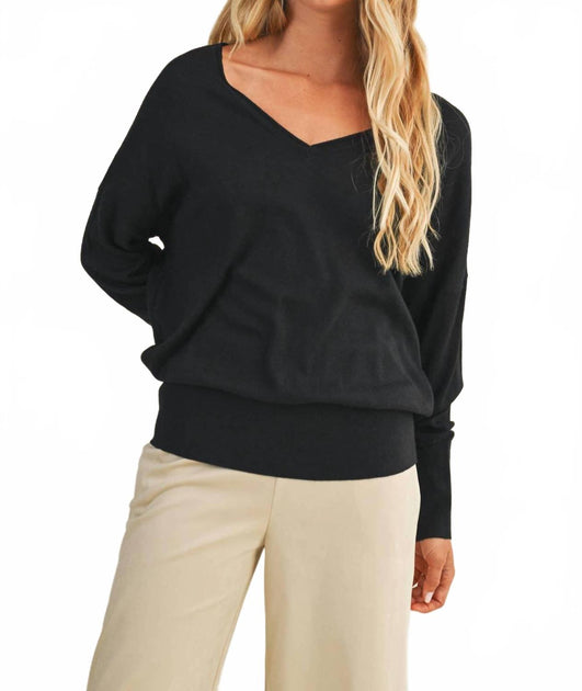 Mustard Seed V-Neck Sweater Black Small 2