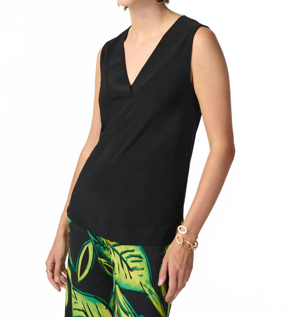 Joseph Ribkoff Sleeveless V-Neck Top Black US 12 2