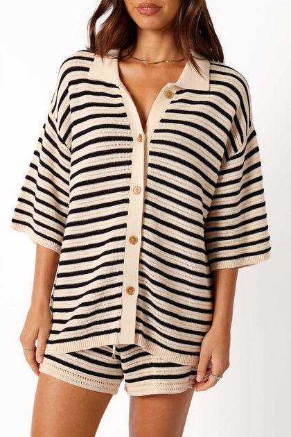 RUNAWAY Reggie Pullover und Shorts Set Beige Large 2