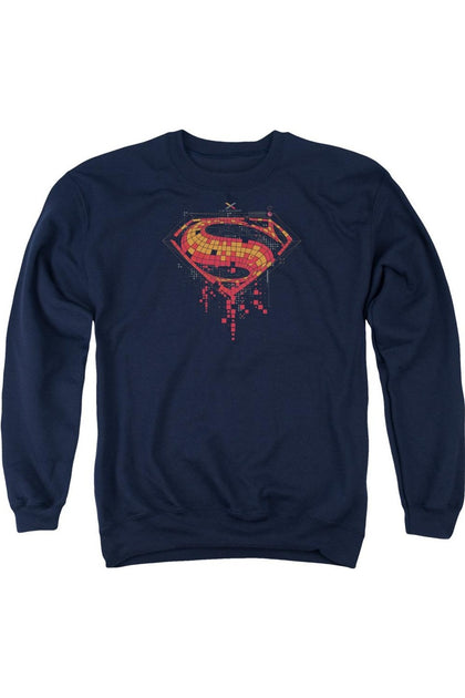 Gildan Batman V Superman Tech Super Logo Crewneck Sweatshirt Blue Large 2