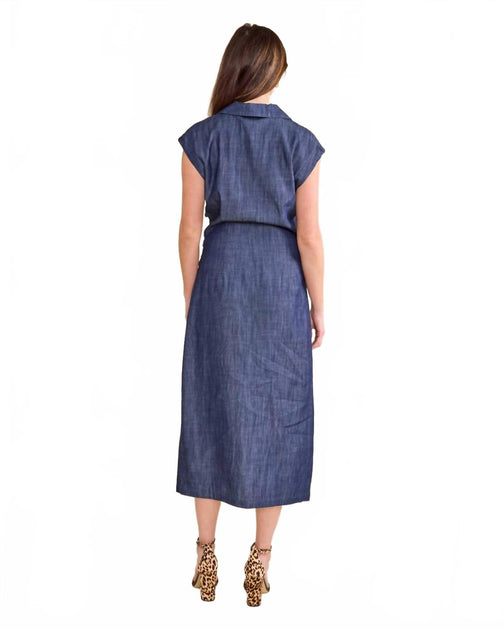 S'edge Layna Button Down Dress Blue Large 3