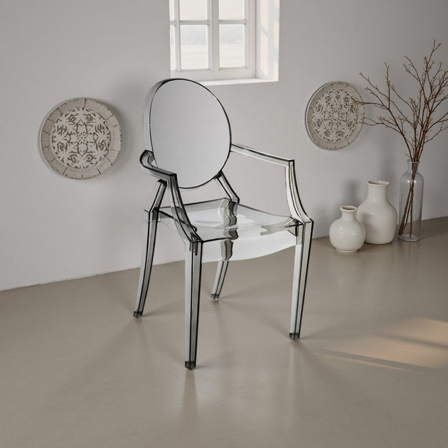 Hivvago Lily Dining Armchair Clear Gray Plastic 3