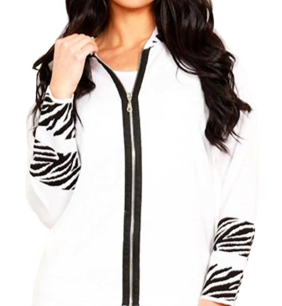 ANGEL Long Sleeve Zip Cardigan White Small 2