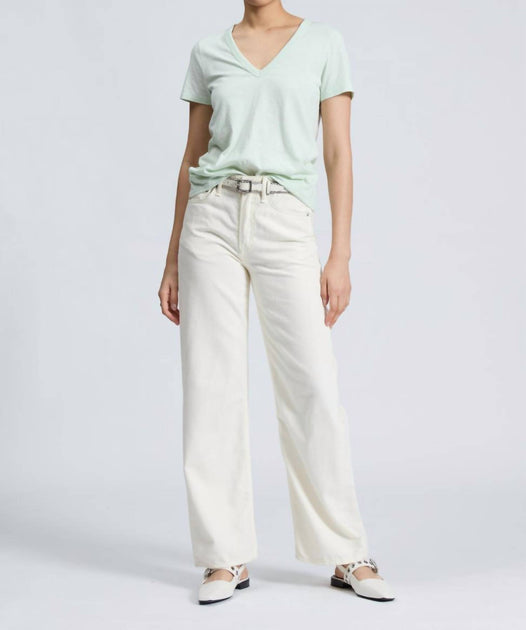 rag & bone Slub Vee Short Sleeve Top Green Medium 4