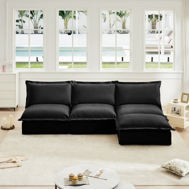 Streamdale Modular Armless Sectional Sofa Black 2