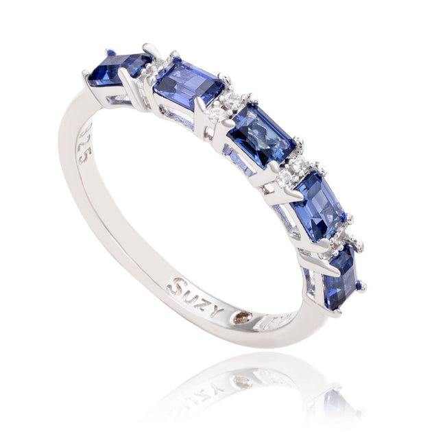 Suzy Levian Half Eternity Band Blue US 5.5 2