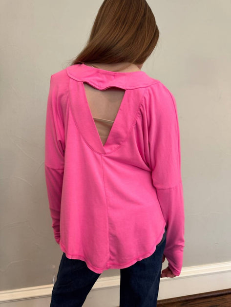 t2love Girl's Open-Back Long Sleeve Tee Pink US 12 3