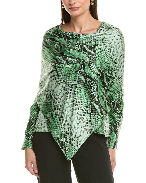 Oscar de la Renta Tie Bow Silk Blouse Green US 4 2