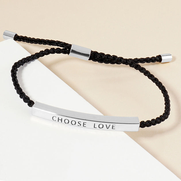 FASHNZFAB Choose Love Message Bar Bracelet White One Size 3