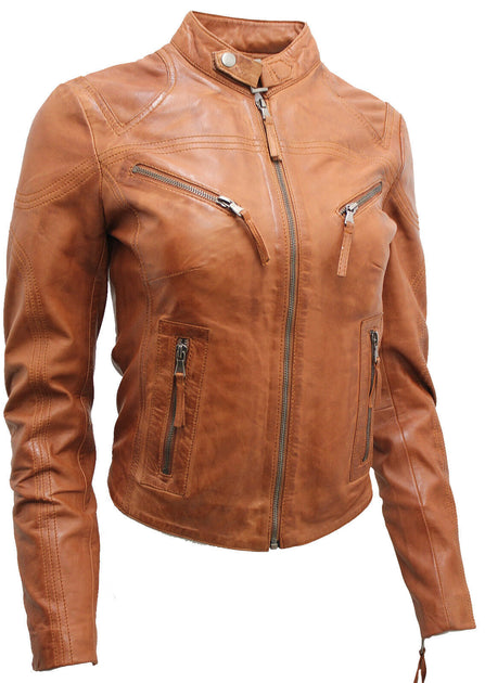Infinity Womens Leather Biker Jacket Green US 8 3
