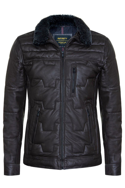 Infinity Thornton Leather Puffer Biker Jacket Black XXL 2