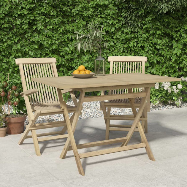 vidaXL Folding Patio Table Gray Solid Wood Teak 2