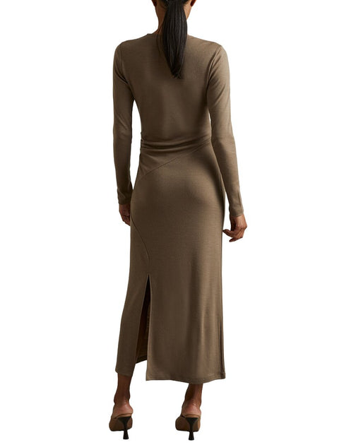 Reiss Sloane Crew Wool Dress Brown S 3