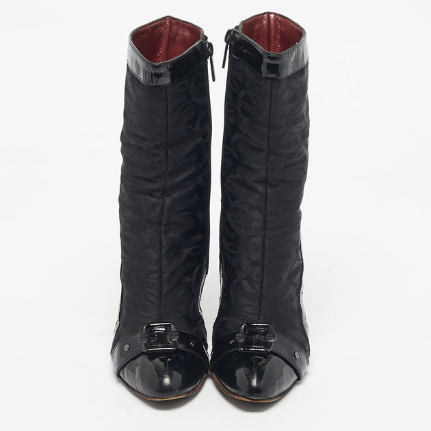 Roberto Cavalli Monogram Nylon Boot Black EU 37 4