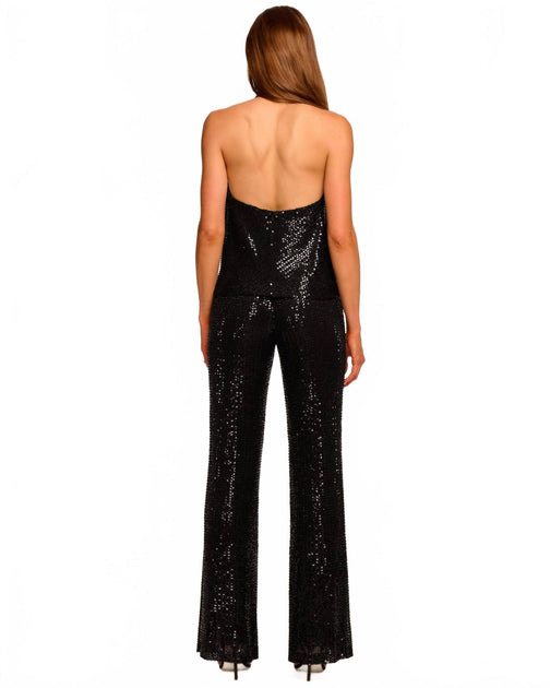 Ramy Brook Olivian Beaded Sequin Flare Pant Noir US 4 4