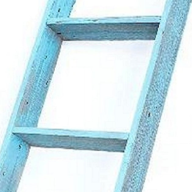 Hivvago 5 Step Rustic Turquoise Wood Ladder Shelf 3