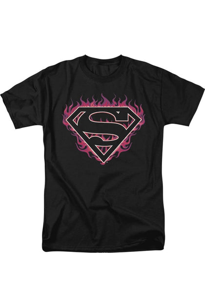 Gildan Superman Fuchsia Flames T-Shirt Black XL 2