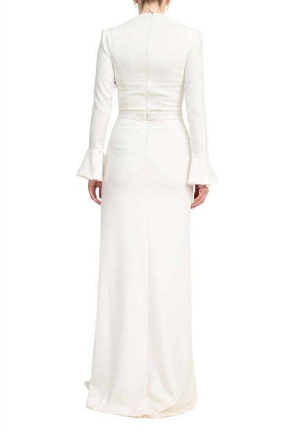Jovani Crepe Side Slit Column Silhouette Gown White US 6 3