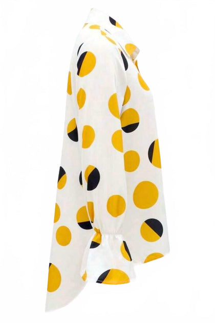 Diva USA Polka Dot Asymmetrical Shirt White Small 4