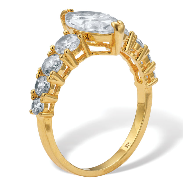 Palm 3.12 TCW Marquise CZ Sterling Silver Ring White US 10 3