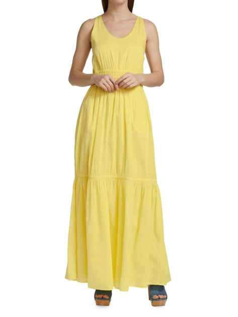 SOMETHING NAVY Tiered Maxi Dress Yellow Medium 2
