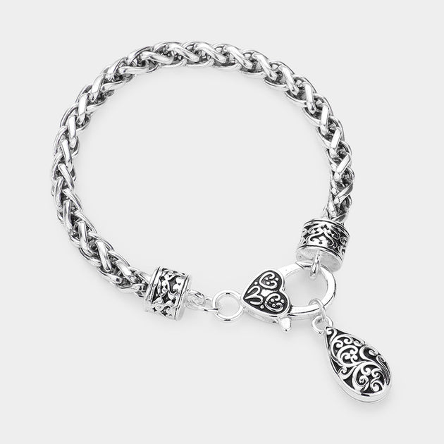 FASHNZFAB Teardrop Charm Bracelet Silver One Size 3