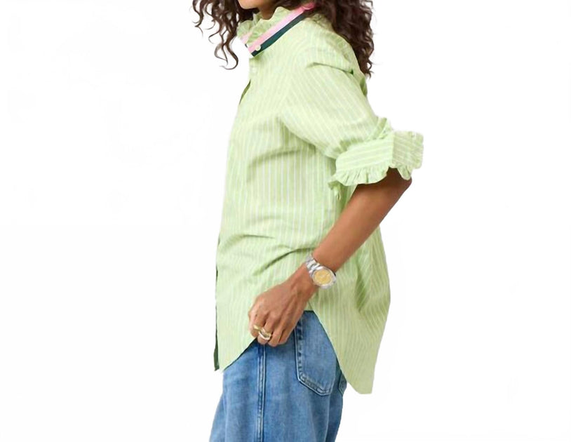 Kerri Rosenthal Mia Stripe Ruffle Shirt 3