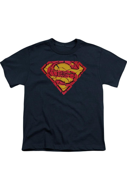 Gildan Superman Shattered Shield Youth Tee Blue Small 2