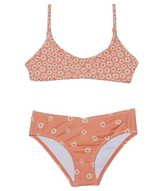 スイミングガール８ Billabong Girls Bikini Top 8 Peach Floral Print Stretch Two-piece