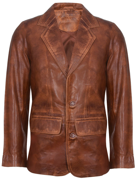 Infinity Santiago Leather Blazer Brown Large 2