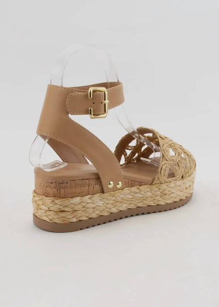 CCOCCI Raffia Platform Sandals Beige US 6.5 4