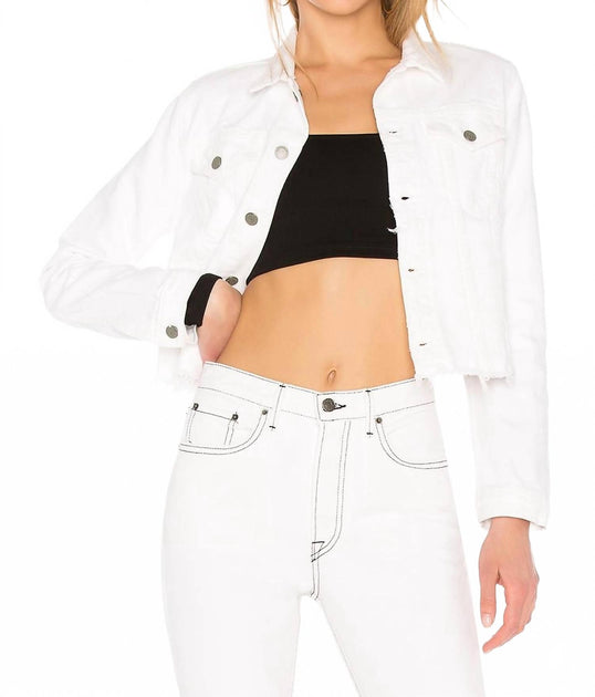 GRLFRND Cara Cropped Denim Jacket White Large 2