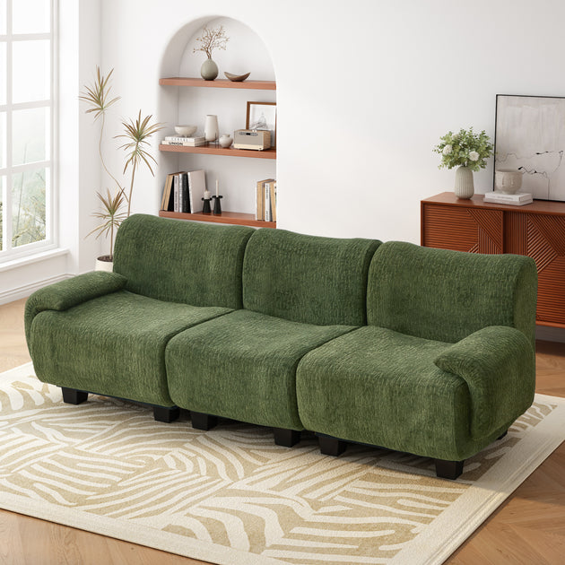 Streamdale Modern Chenille 3-Seater Sofa Beige 3