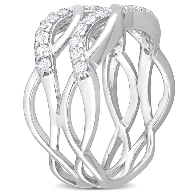 Mimi & Max Cubic Zirconia Crisscross Ring Silver US 6 4