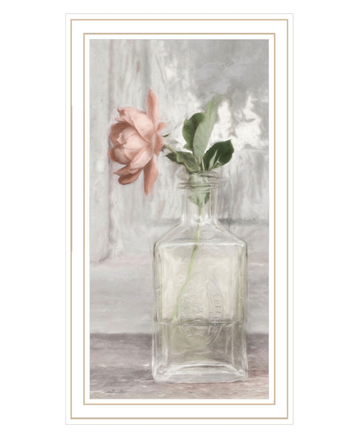 Hivvago Cottage Peach Rose White Framed Print Wall Art 4