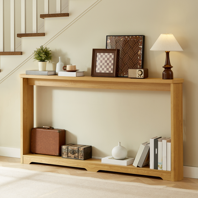 Streamdale 70in Corrugated Console Table Brown 2