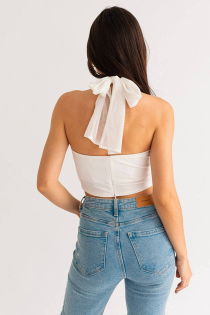 LE LIS Tell All Halter Corset White Large 4