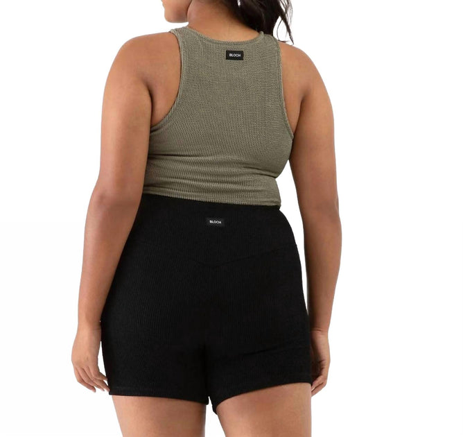 Bloch Crinkle Washed Racerback Crop Tank Top Green Medium 3