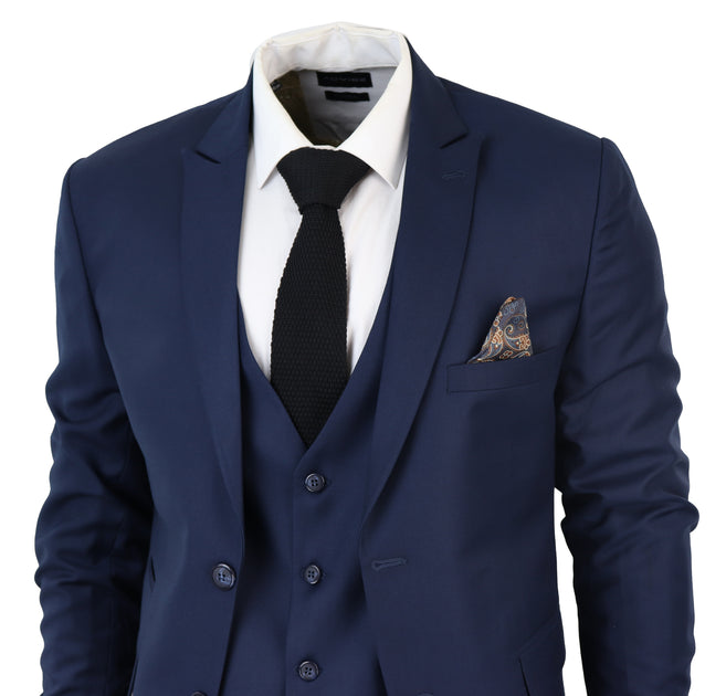 TruClothing IM1 Classic Plain 3 Piece Suit Blue US 44 Regular 4