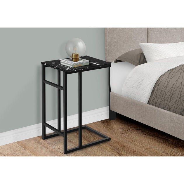 Monarch Accent Table C-Shaped Black Marble 4