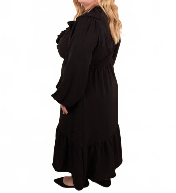 Haptics Robe Mi-longue Col V Noire 3X 3