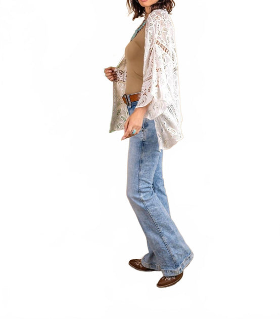 PAPARAZZI Crochet Mesh Kimono Cardigan White Medium 4