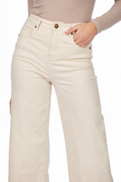 Mudpie Crawford Wide Leg Jeans Beige XLarge 3