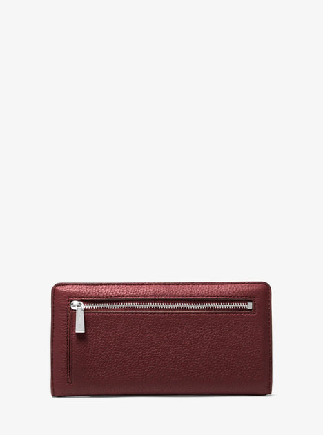 Michael Kors Bryant Large Pebbled Leather Snap-Front Wallet Red One Size 3
