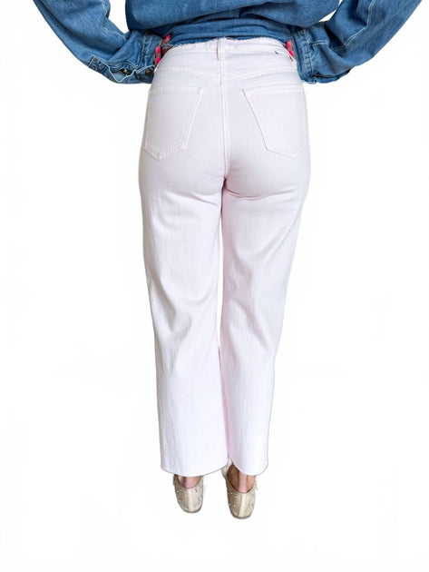 DAZE Lisette High Rise Wide Ankle Jeans Pink 27 3