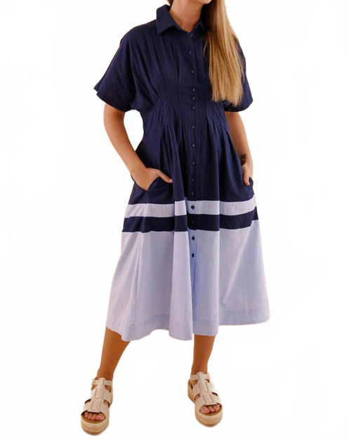 Umgee Taytum Color Block Dress Blue Large 4