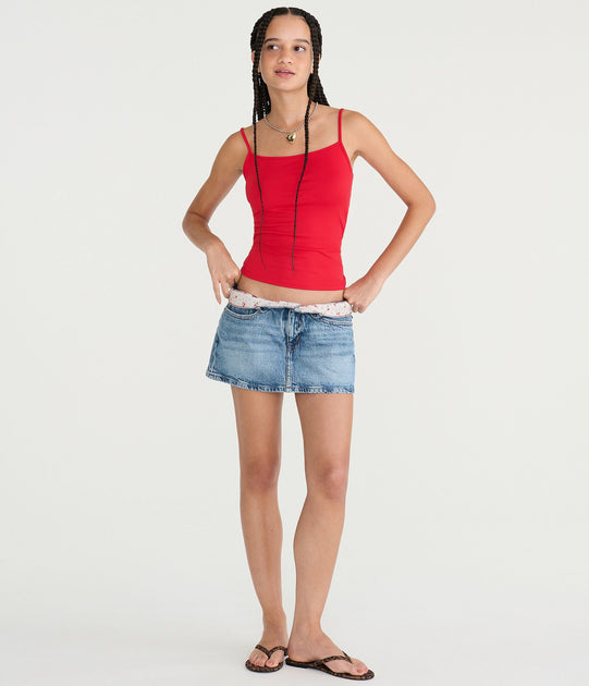 Aeropostale Cherry Low-Rise Denim Mini Skirt Multi Small 3