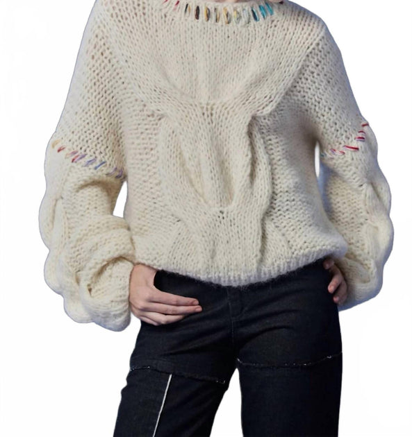Fringe Candice Sweater Beige Medium 2